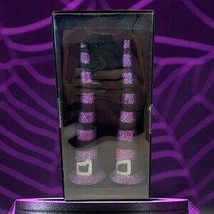 NEW Halloween Candles Witch Hat Purple and Black 8 inches